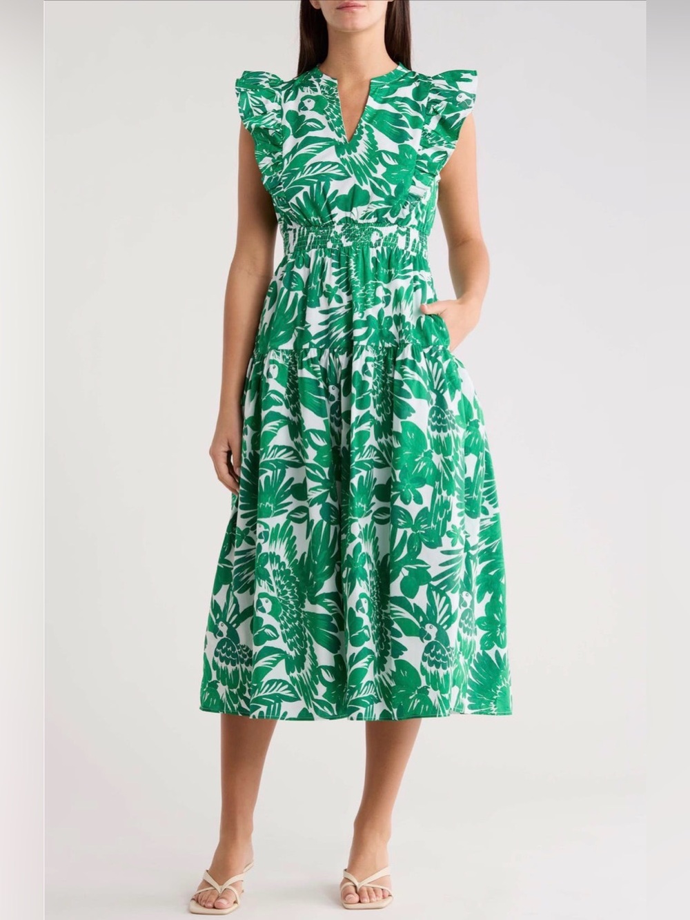 NWT Sugarlips Mary Tropical Virna Ruffle Midi Sundress